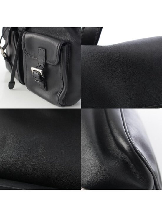 Prada Leather Backpack Triangle Logo Black